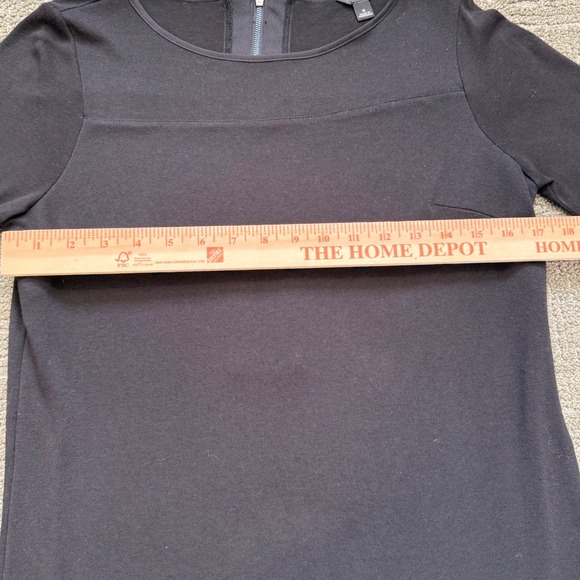 Ann Taylor Black Long Sleeve Zipper Detail Shift Dress Size 8 - Picture 2 of 6